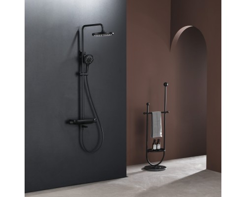 Душевая система Abelsberg Lineara SNS52791MB термостат, полка, д/ванны и душа, вулканический черный