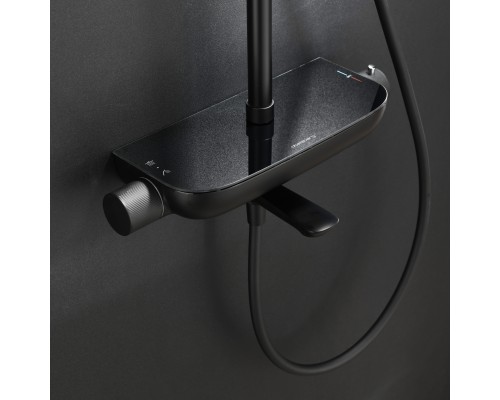 Душевая система Abelsberg Lineara SNS52791MB термостат, полка, д/ванны и душа, вулканический черный