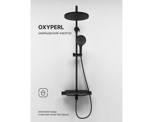 Душевая система Abelsberg Lineara SNS52791MB термостат, полка, д/ванны и душа, вулканический черный