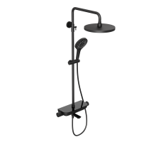 Душевая система Abelsberg Lineara SNS52791MB с термостатом и полкой для ванны и душа, вулканический черный