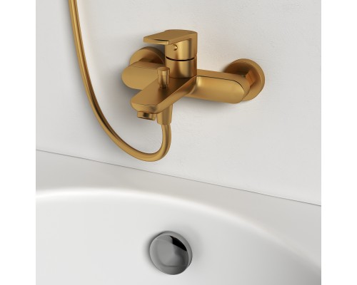 Смеситель д/ванны и душа Abelsberg UNF25747BG Lineara, королевское золото