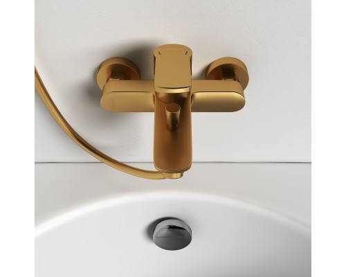 Смеситель д/ванны и душа Abelsberg UNF25747BG Lineara, королевское золото