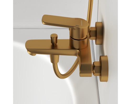 Смеситель д/ванны и душа Abelsberg UNF25747BG Lineara, королевское золото