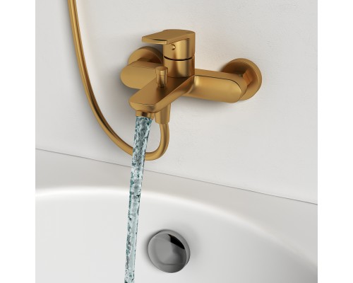 Смеситель д/ванны и душа Abelsberg UNF25747BG Lineara, королевское золото
