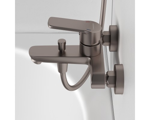 Смеситель д/ванны и душа Abelsberg UNF25747BN Lineara, титан