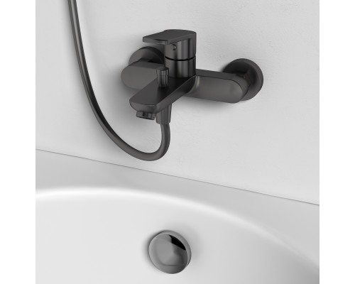 Смеситель д/ванны и душа Abelsberg UNF25747GM Lineara, космическая сталь