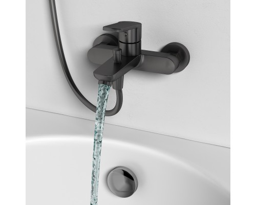 Смеситель д/ванны и душа Abelsberg UNF25747GM Lineara, космическая сталь