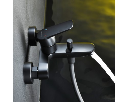 Смеситель д/ванны и душа Abelsberg UNF25747MB Lineara, вулканический черный