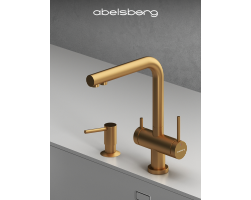 Смеситель д/кухни Abelsberg Pura UVF70929BG с фильтром д/воды, цвет королевское золото