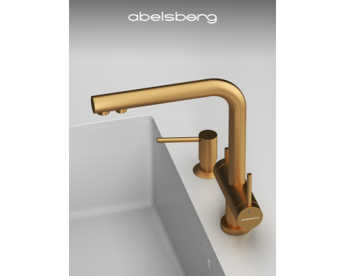 Смеситель д/кухни Abelsberg Pura UVF70929BG с фильтром д/воды, цвет королевское золото