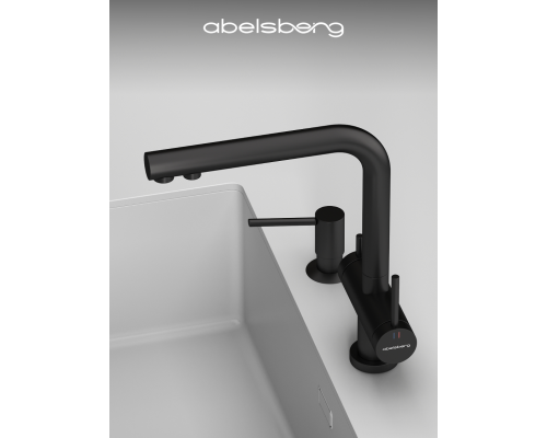 Смеситель д/кухни Abelsberg Pura UVF70929MB с фильтром д/воды, вулканический черный