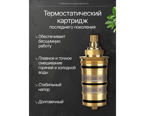 Душевая система с тропическим душем (гарнитур) и термостатом из латуни BesserKraft (матовое золото) Душевая система с тропическим душем (гарнитур) и термостатом из латуни BesserKraft (матовое золото)