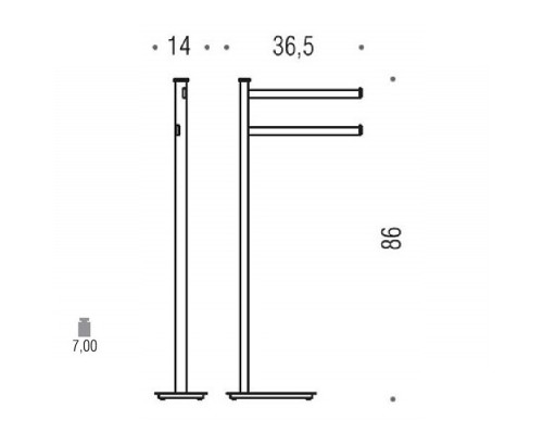 Colombo Units Стойка с 2 полотенцедержателями, высота 86 см, цвет: хром