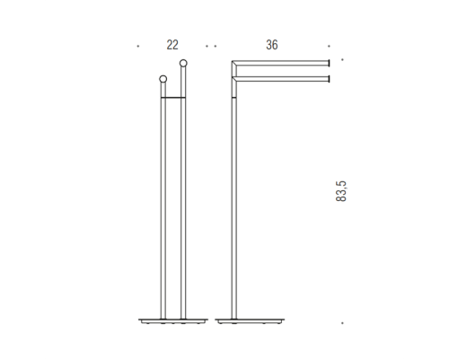 Colombo Mini Стойка напольная с двойным п/держателем, ерш H83,5*36cм D22cм , цвет: хром