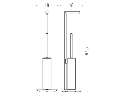 Colombo Mini Стойка напольная с держателем т/б, ерш H61,5cм D18cм , цвет: хром