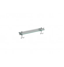 Полка стеклянная с бортиком и крючками Ganzer GZ31007 хром