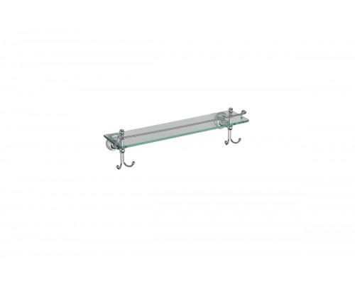 Полка стеклянная с бортиком и крючками Ganzer GZ31007 хром