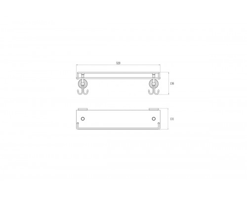 Полка стеклянная с бортиком и крючками Ganzer GZ31007-D бронза
