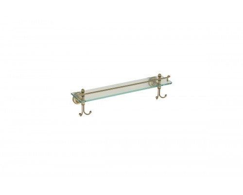 Полка стеклянная с бортиком и крючками Ganzer GZ31007-D бронза