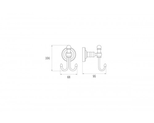 Крючок для полотенец двойной Ganzer GZ31052-E золото
