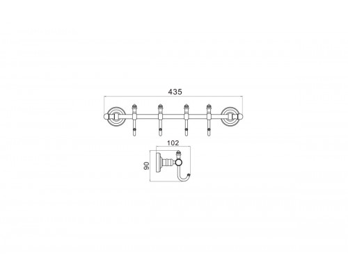 Полотенцедержатель 4 крючка Ganzer GZ31074-E золото