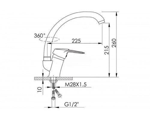Смеситель для кухни из латуни с поворотным изливом Ganzer GZ08021