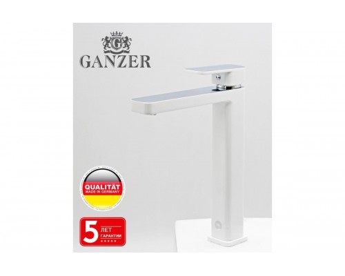Высокий смеситель для раковины (умывальника)Ganzer GZ12016F  белый