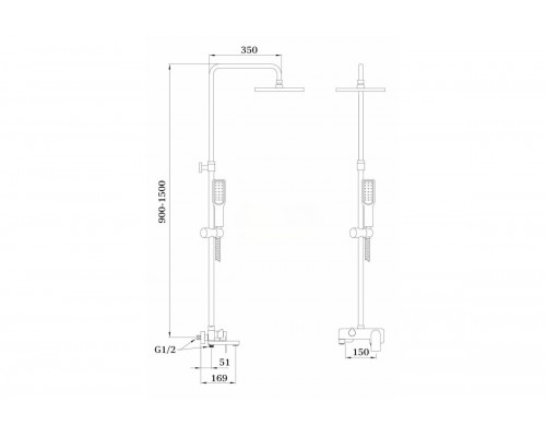 Душевая система из латуни с тропическим душем GZ21061-F белый/хром от бренда Ganzer