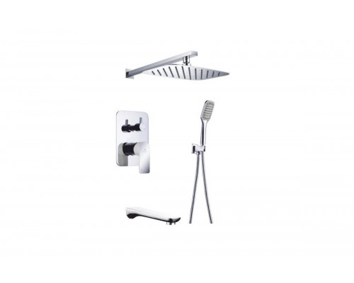 Душевая система скрытого монтажа из латуни с  тропическим душем GZ-21065 цвет хром от бренда Ganzer