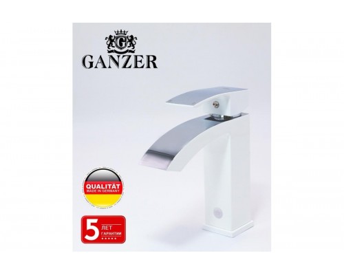 Смеситель для умывальника и раковины из латуни  Ganzer  GZ44011-F белый/хром