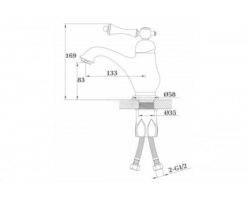 Смеситель для умывальника ретро Ganzer GZ77011 хром