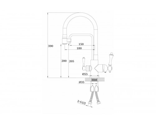 Cмеситель для кухни под фильтр GANZER GZ77025-C черный
