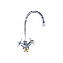 Двухвентильный смеситель для кухни Hansen H52052-F белый/хром