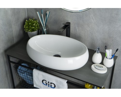Раковина Gid N9030a 51114 накладная белая 60x41x15