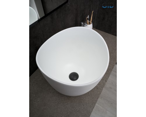 Раковина Gid N9303wg 51221 накладная белый матовый / белый графит 36x36x32
