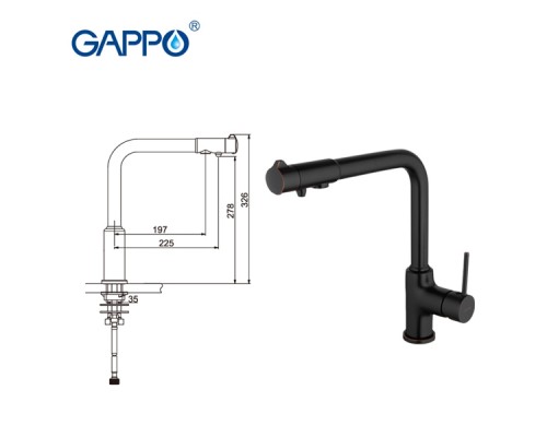 Смеситель Gappo для кухни со встроенным фильтром (краном) под питьевую воду G4390-10