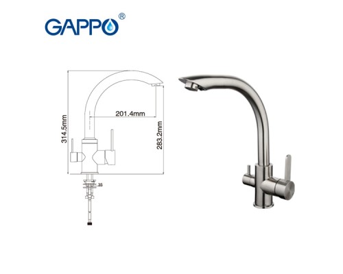 Смеситель Gappo для кухни со встроенным фильтром (краном) под питьевую воду G4399