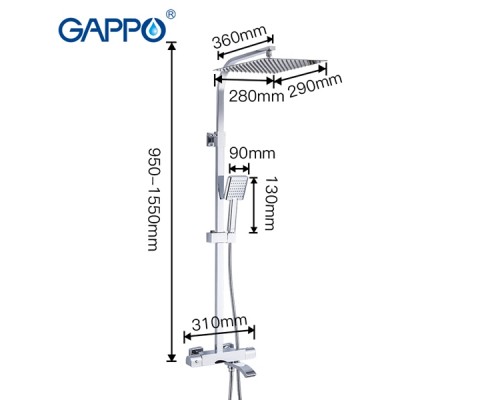 Душевая стойка с термостатом Gappo G2407-40 Душевая стойка с термостатом Gappo G2407-40