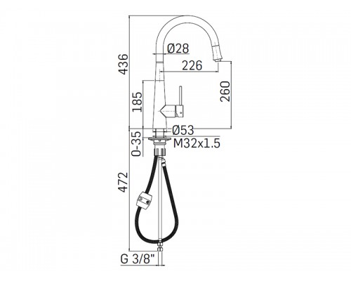 CUCINA Смеситель для кухни на 1отв,без донного клапана,Chrome