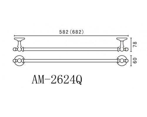 Полотенцедержатель Art&Max Antic AM-E-2624Q, 58.2 см, бронза