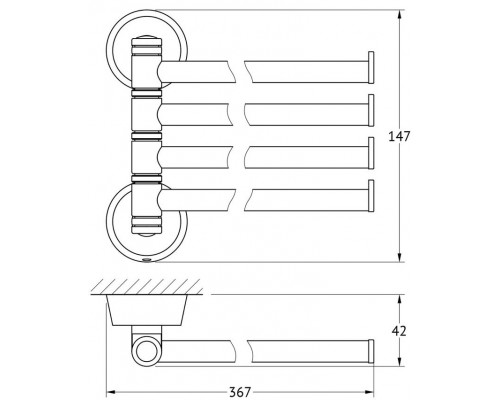 Полотенцедержатель FBS Vizovice VIZ 046 поворотный четвертной, 36.7 см, хром