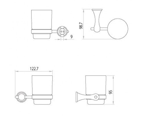 Стакан с держателем Lemark Standard LM2136C, керамический