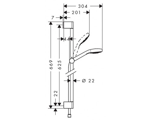 Душевой гарнитур Hansgrohe 26580400 Croma Select E Multi, штанга 65 см, белый/хром