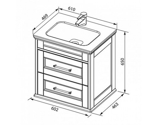 Тумба под раковину Aquanet Бостон 60 ясень, 00206550