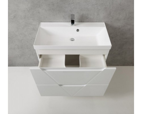 Тумба под раковину BelBagno Vittoria-800-2C-SO-BL 80 см подвесная, цвет белый глянцевый