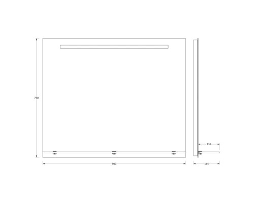 Зеркало с полочкой и LED-светильником Evoform Ledline-S BY 2157 90х75 см