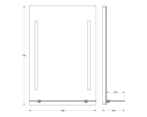 Зеркало с полочкой и LED-светильниками Evoform Ledline-S BY 2160 50х75 см