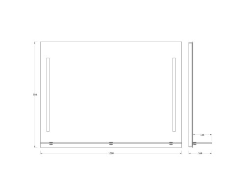 Зеркало с полочкой и LED-светильником Evoform Ledline-S BY 2166 100х75 см
