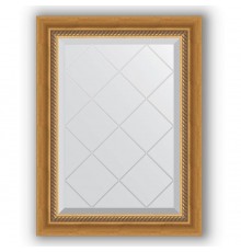 Зеркало с гравировкой в багетной раме Evoform Exclusive-G BY 4002 53 x 71 см, состаренное золото с плетением