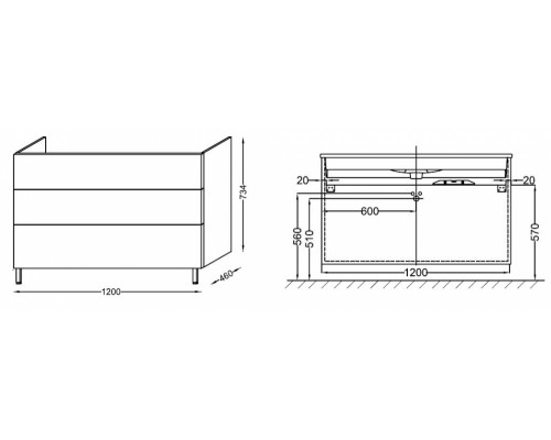 Тумба под раковину Jacob Delafon Vox 120 см, EB2091, белый блестящий